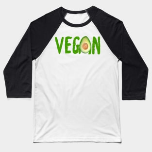 Vegan written with grass and an avocado Baseball T-Shirt